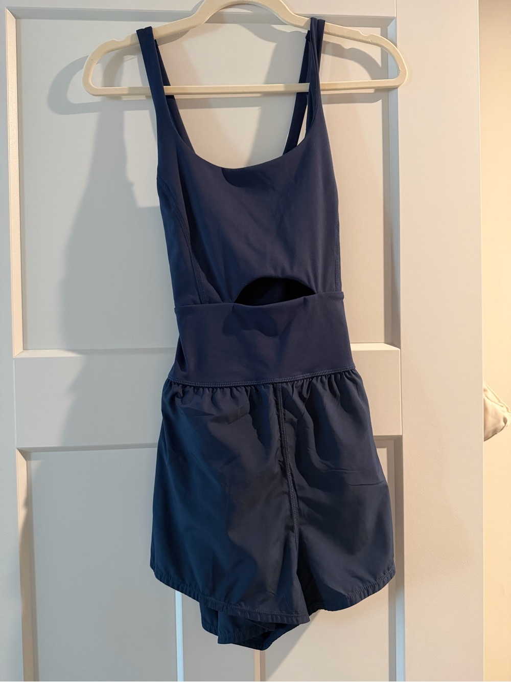 NWOT Free People Navy Scoop Neck Active Romper with Cutout Medium